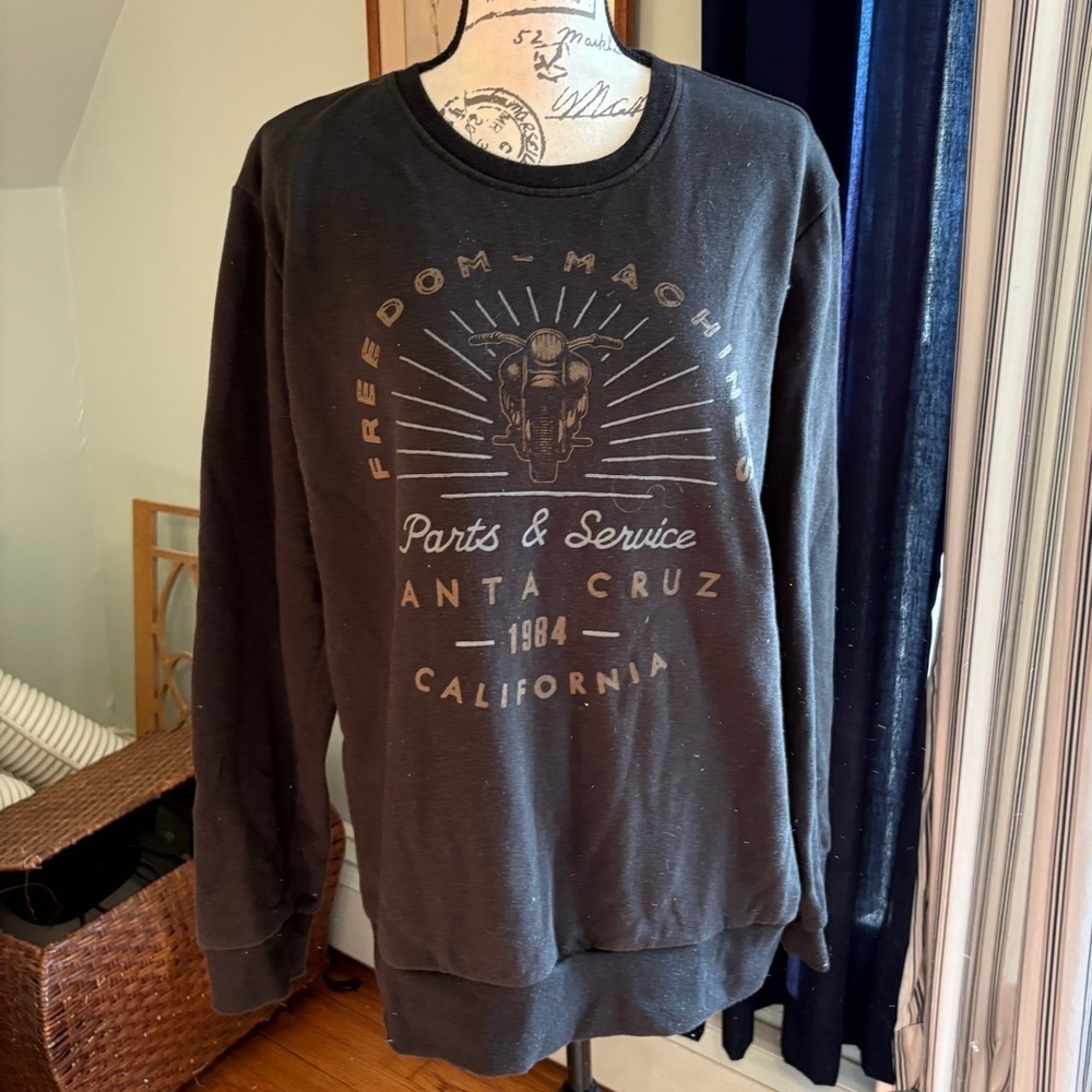 Motorcycle charcoal fleece sweatshirt XL